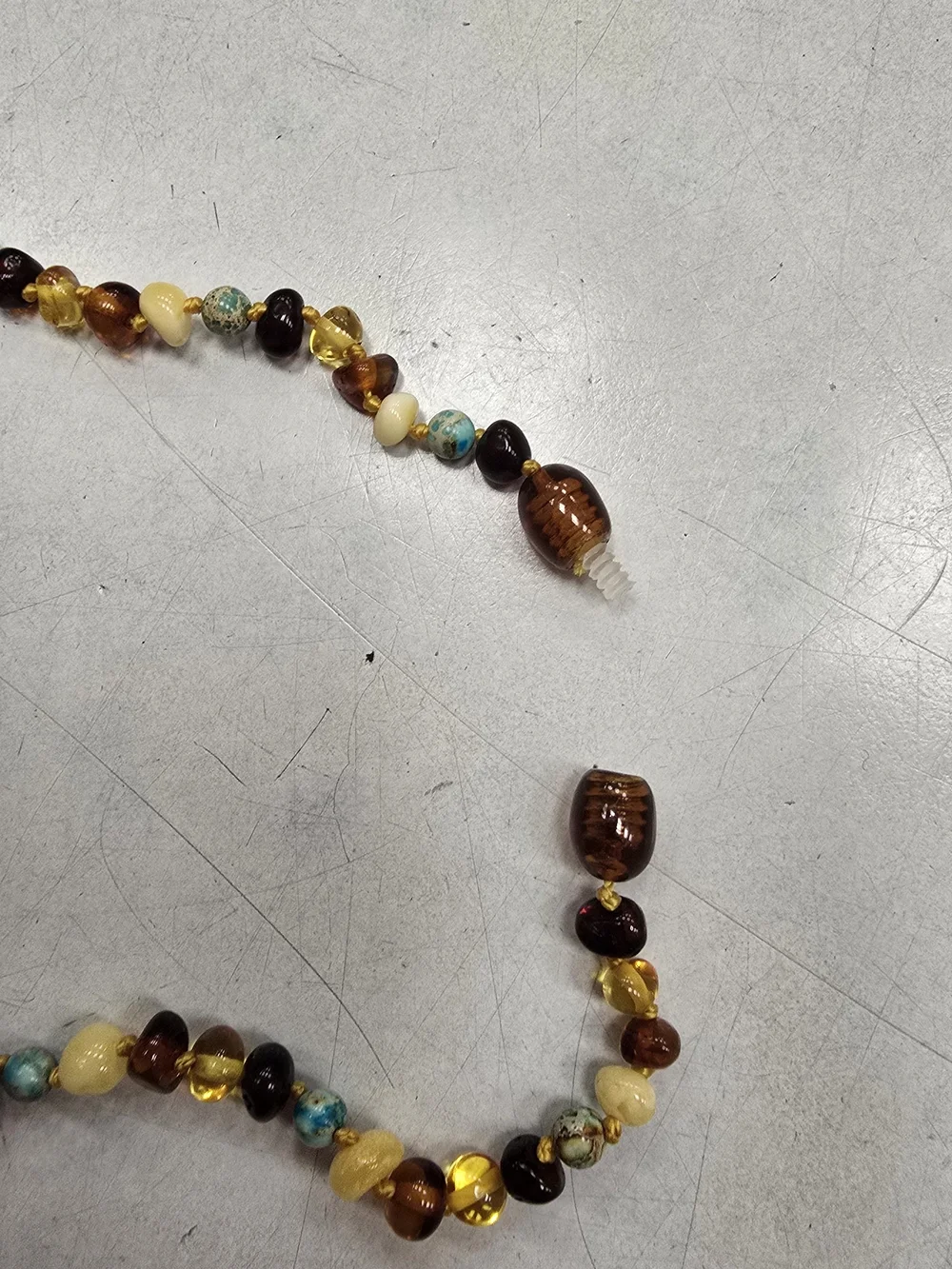 Amber and Turquoise Beaded Necklace - Women Jewelry